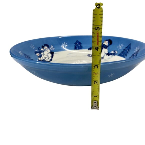 NorthCrest Home 12" Snowman Winter Serving Bowl Snowflakes Christmas Trees Sledd - Picture 3 of 5
